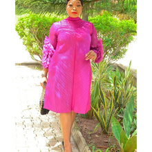 Load image into Gallery viewer, Cap Point Fuchsia / L Pamela Petal Splice Sleeve Loose Streetwear Midi Dress
