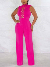 Load image into Gallery viewer, Cap Point Fuchsia / S Elianne Sleeveless Casual Chain Lace Up Slim Jumpsuit
