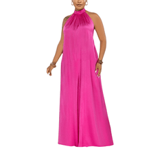 Load image into Gallery viewer, Cap Point Fuchsia / S Jessica Solid Color Halter Wide Leg Jumpsuit
