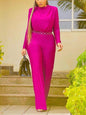 Cap Point Fuchsia / S Milaine Long Sleeves High Waist Elegant Office One Piece Romper