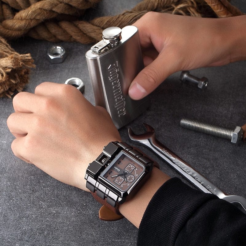Cap Point Gauthier Square Dial Wide Strap Wristwatch