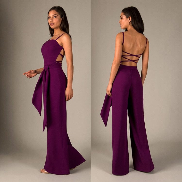 Cap Point Genevieve Sold Backless Wide Legs Jumpsuit