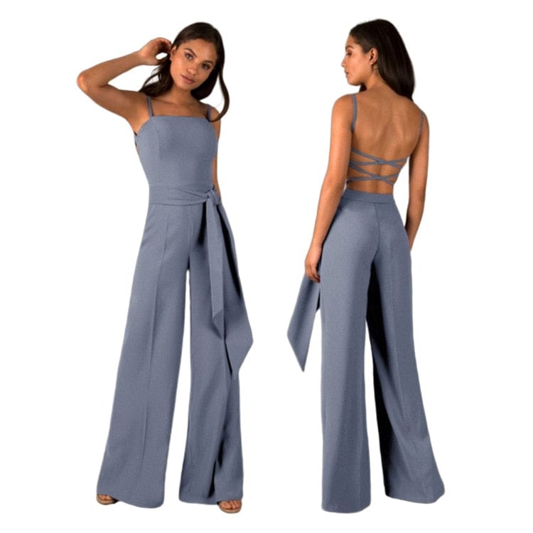 Cap Point Genevieve Sold Backless Wide Legs Jumpsuit