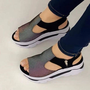 Cap Point Geraldine Wedge Platform Peep Toe Height Increase Sandals