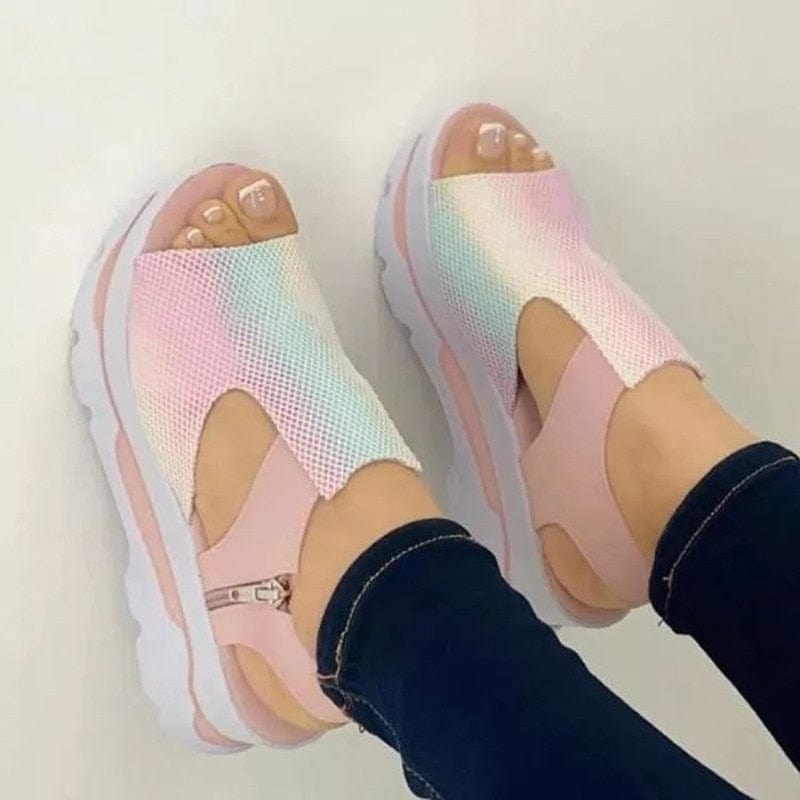 Cap Point Geraldine Wedge Platform Peep Toe Height Increase Sandals