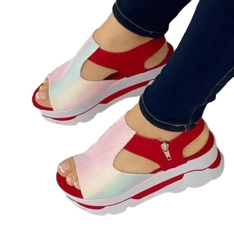 Cap Point Geraldine Wedge Platform Peep Toe Height Increase Sandals