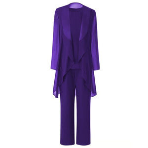 Cap Point Ginette Elegant Chiffon Long Sleeves Mother of the Bride Pantsuit