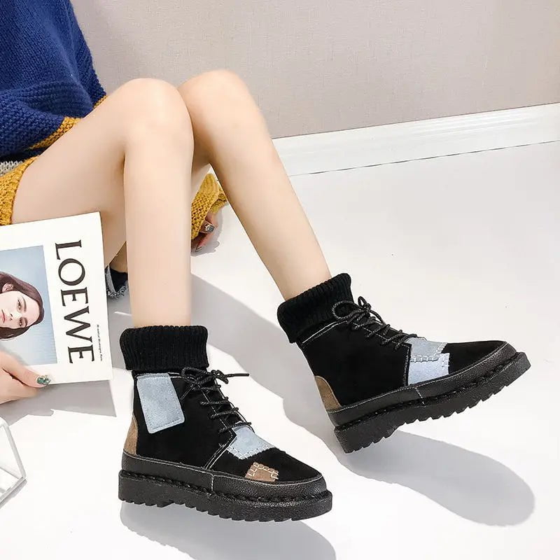 Cap Point Ginette flat soft bottom comfortable woollen line Martin boots