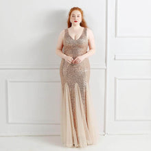 Load image into Gallery viewer, Cap Point Gold / 3XL Salome sequins Banquet Evening Dress
