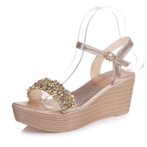Cap Point gold / 4.5 Elsa Summer Bead Studded Detail Platform Sandals
