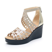 Load image into Gallery viewer, Cap Point Gold / 4 Mira Platform Wedges High heel Sandals

