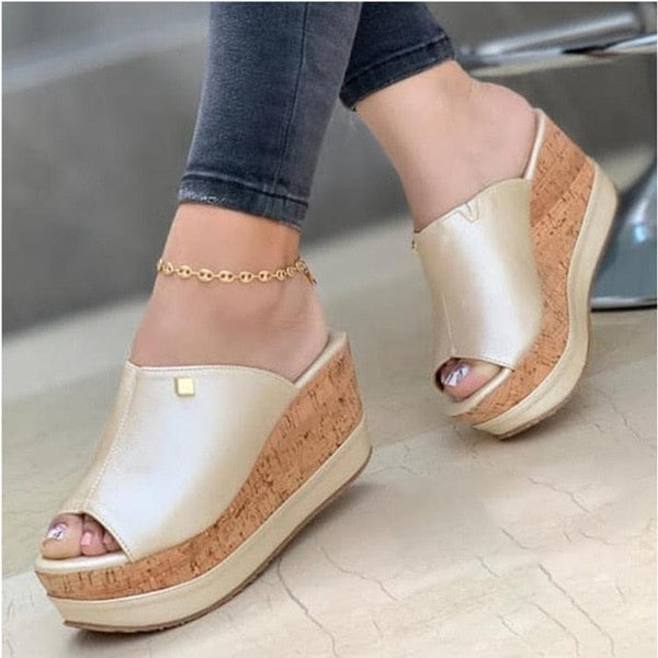 Cap Point Gold / 5 Summer Peep Toe Sandals Fashion Platform Slippers