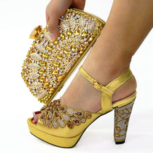 Load image into Gallery viewer, Cap Point gold / 7 Monisa Desgin Sandal Shoes Evening Matching Bag Handbag Set
