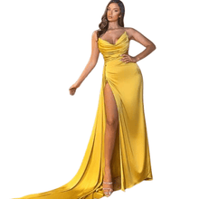 Load image into Gallery viewer, Cap Point Gold / 8 Anniece Mermaid Off The Shoulder High Side Split Prom Evening Dress
