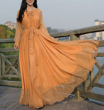 Load image into Gallery viewer, Cap Point Gold / M Eliana Elegant Flowy High Quality Maxi Dress

