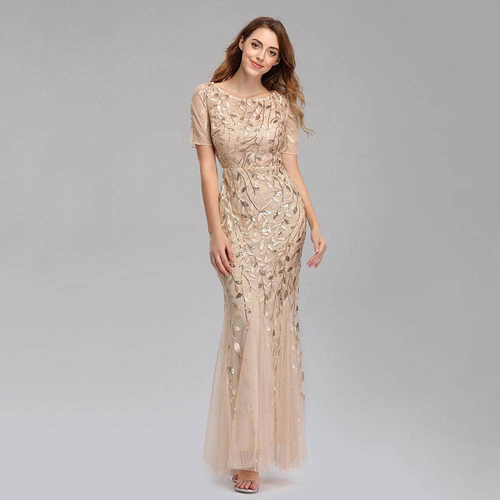 Cap Point Gold / US04 Salome Round Neck Evening Dress