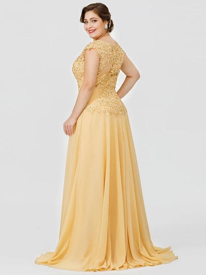 Cap Point Golden A-Line Mother of the Bride Dress