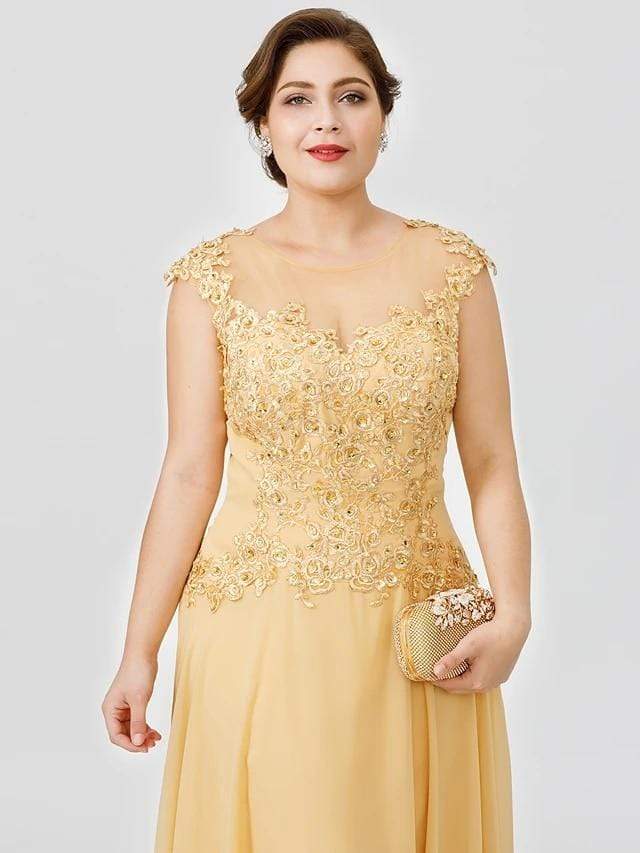 Cap Point Golden A-Line Mother of the Bride Dress