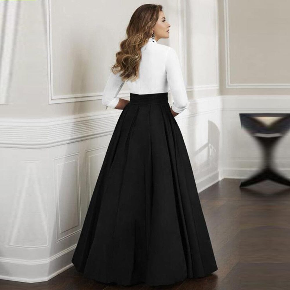 Cap Point Gorgeous A Line High Collar V Neck Three Quarter Sleeves Mother of the Bride Dress