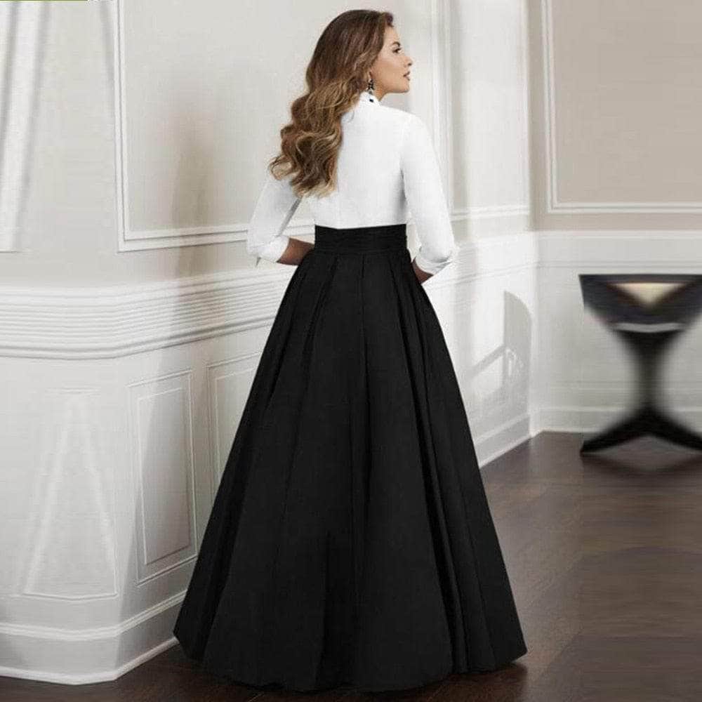 Cap Point Gorgeous A Line High Collar V Neck Three Quarter Sleeves Mother of the Bride Dress