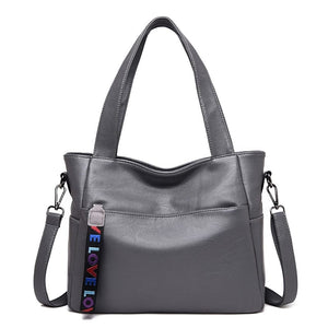 Cap Point Gray 1 Catherine Genuine Brand Ladies Soft Leather Shoulder Handbag