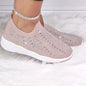 Cap Point gray / 5 Comfortable Breathable Knit Mesh Crystal Flat Sneakers