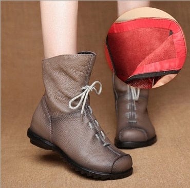 Cap Point gray / 5 Jalil Genuine Leather Plush Retro Boots