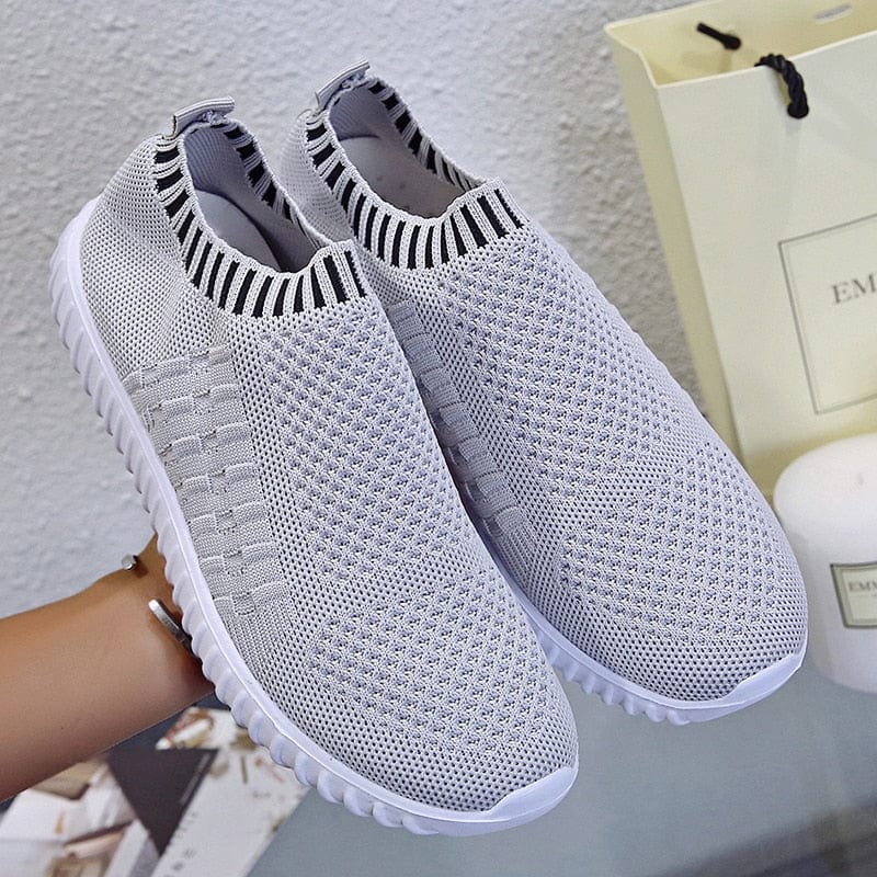 Cap Point gray / 5 Summer Slip on Soft Bottom Running Breathable Mesh Flat Sneakers
