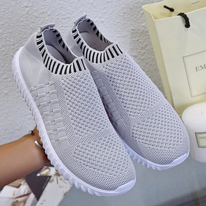 Cap Point gray / 5 Summer Slip on Soft Bottom Running Breathable Mesh Flat Sneakers