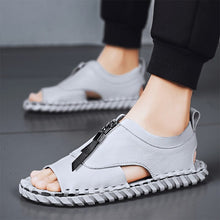Load image into Gallery viewer, Cap Point Gray / 6.5 Mens Beach Lace-up Open Toe Shoes Highten Soft Sandals

