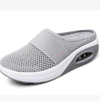 Cap Point Gray / 6 New Non-slip Platform Breathable Mesh Outdoor Walking Slippers