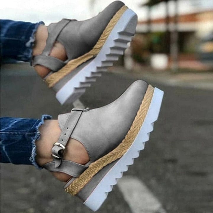 Cap Point gray / 6 Vintage Flat Platform Fashion Comfortable Sandals