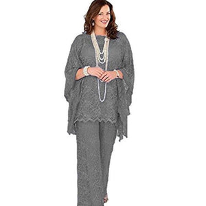 Cap Point gray / 8 Geneva 3 Piece Long Sleeve Mother of the Bride Pant Suit