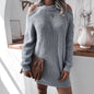 Cap Point Gray-A / S Elisa Off Shoulder Lantern Long Sleeve Knitted Sweater Dress