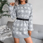 Cap Point Gray-H / S Elisa Off Shoulder Lantern Long Sleeve Knitted Sweater Dress