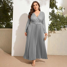 Charger l&#39;image dans la galerie, Cap Point Gray / L Becky Luxury Chic Elegant Large Long Oversized Evening Party Prom Maxi Dress
