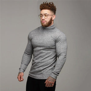 Cap Point gray / M Fashion Turtleneck Mens Thin Sweater