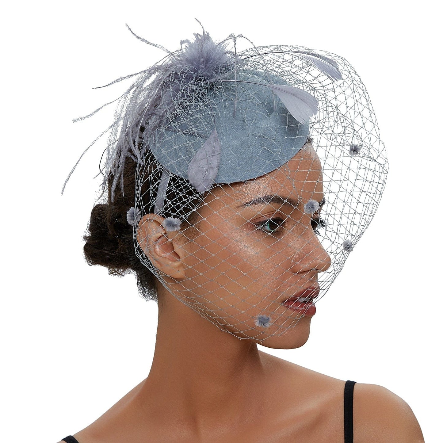 Cap Point Gray Mirva Chic Cocktail Wedding Party Church Headpiec Hat Fascinators