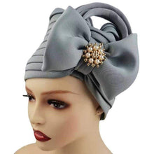 Load image into Gallery viewer, Cap Point gray / One Size Fashionable Draped Hat for Women with Bow Beanie
