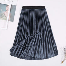 Load image into Gallery viewer, Cap Point Gray / One Size Vintage Velvet High Waisted Elegant Pleated Skirt
