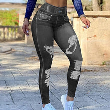 Load image into Gallery viewer, Cap Point gray / S / China High Waist Seamless Denim Sports Leggings
