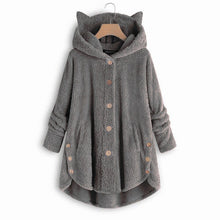 Load image into Gallery viewer, Cap Point Gray / S Faux Fur Hooded Coat Plush Velvet Jacket
