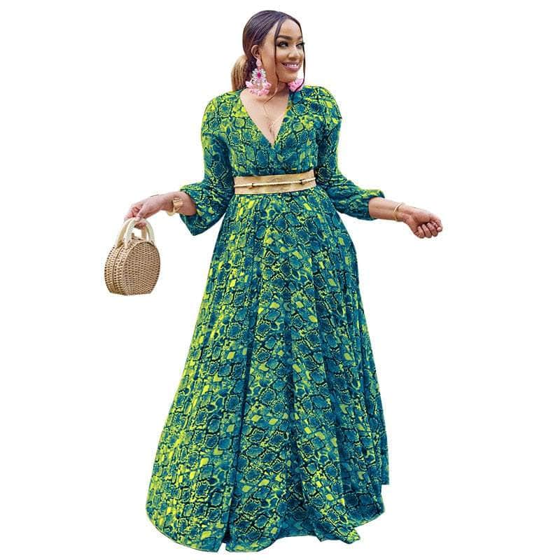 Cap Point Green / 10 Marlene Dashiki Elegant Maxi Dress