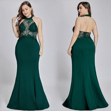 Load image into Gallery viewer, Cap Point Green / 16 / Floor Length Plus Size Mermaid Sexy Halter Sleeveless Floor-length Backless Zipper-up Dress

