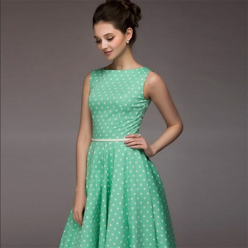 Cap Point green 2 / S Madeline Summer Ruffles Halter Irregular Lace Up Polka Dot Dress