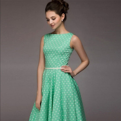 Cap Point green 2 / S Madeline Summer Ruffles Halter Irregular Lace Up Polka Dot Dress