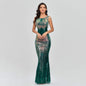 Cap Point Green / 4 Elegant Shinning Sleeveless O-neck Evening Party Dress