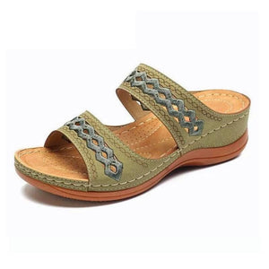 Cap Point Green / 5 Women's Retro Wedge Sandals