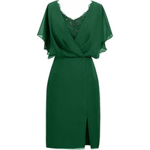 Load image into Gallery viewer, Cap Point Green / 6 Allegra V-Neck Short Sleeves Knee Length Mother of The Groom Dress
