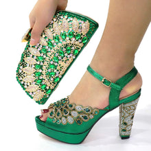 Load image into Gallery viewer, Cap Point green / 7 Monisa Desgin Sandal Shoes Evening Matching Bag Handbag Set
